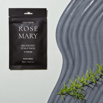 RATED GREEN Atkuriamoji plaukų kaukė riebiems plaukams „Cold Brew Rosemary Balancing Scalp Pack with Charcoal“
